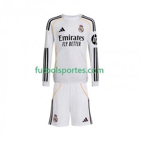 Camiseta Real Madrid Niño Primera Equipación 2025/2026 Manga Larga